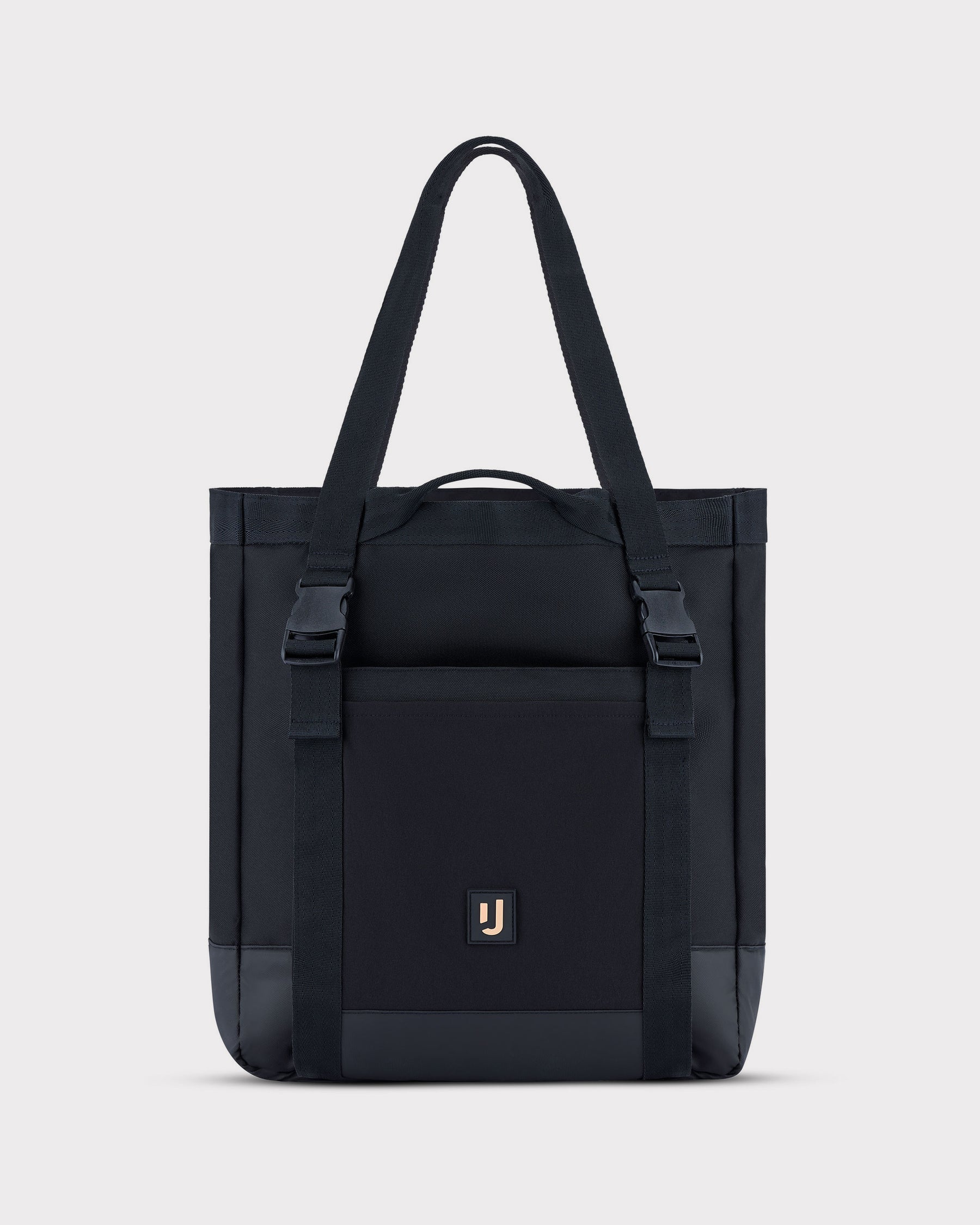 Schwarze Johnny Urban Tote Bag 'Jessy' mit langen Henkeln, Fronttasche und Schnallen