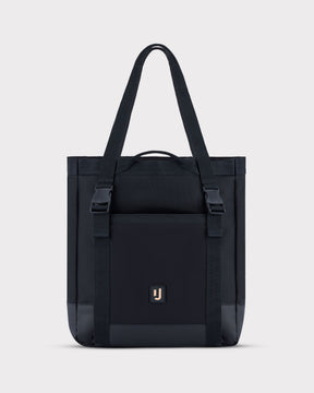 Schwarze Johnny Urban Tote Bag 'Jessy' mit langen Henkeln, Fronttasche und Schnallen