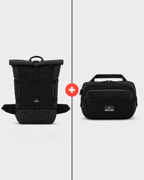 Schwarzes Johnny Urban Travel Essential Bundle L mit großem Rucksack, kleinem Tascheinsatz und Bauchgurt