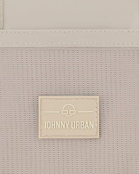 Beige wasserabweisende Lenkertasche Fahrrad Nelson von Johnny Urban mit Logo-Patch