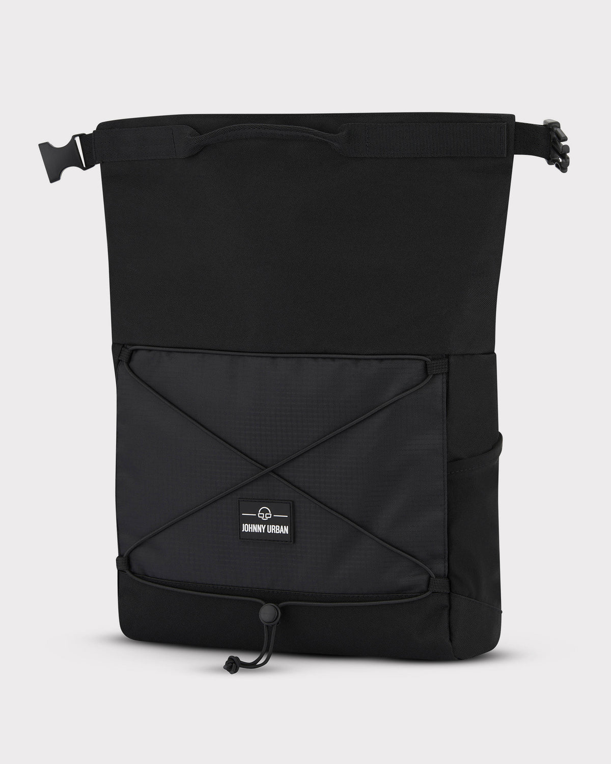 Schwarze Umhängetasche 'Dylan' von Johnny Urban mit Rolltop-Verschluss und elastischem Frontband