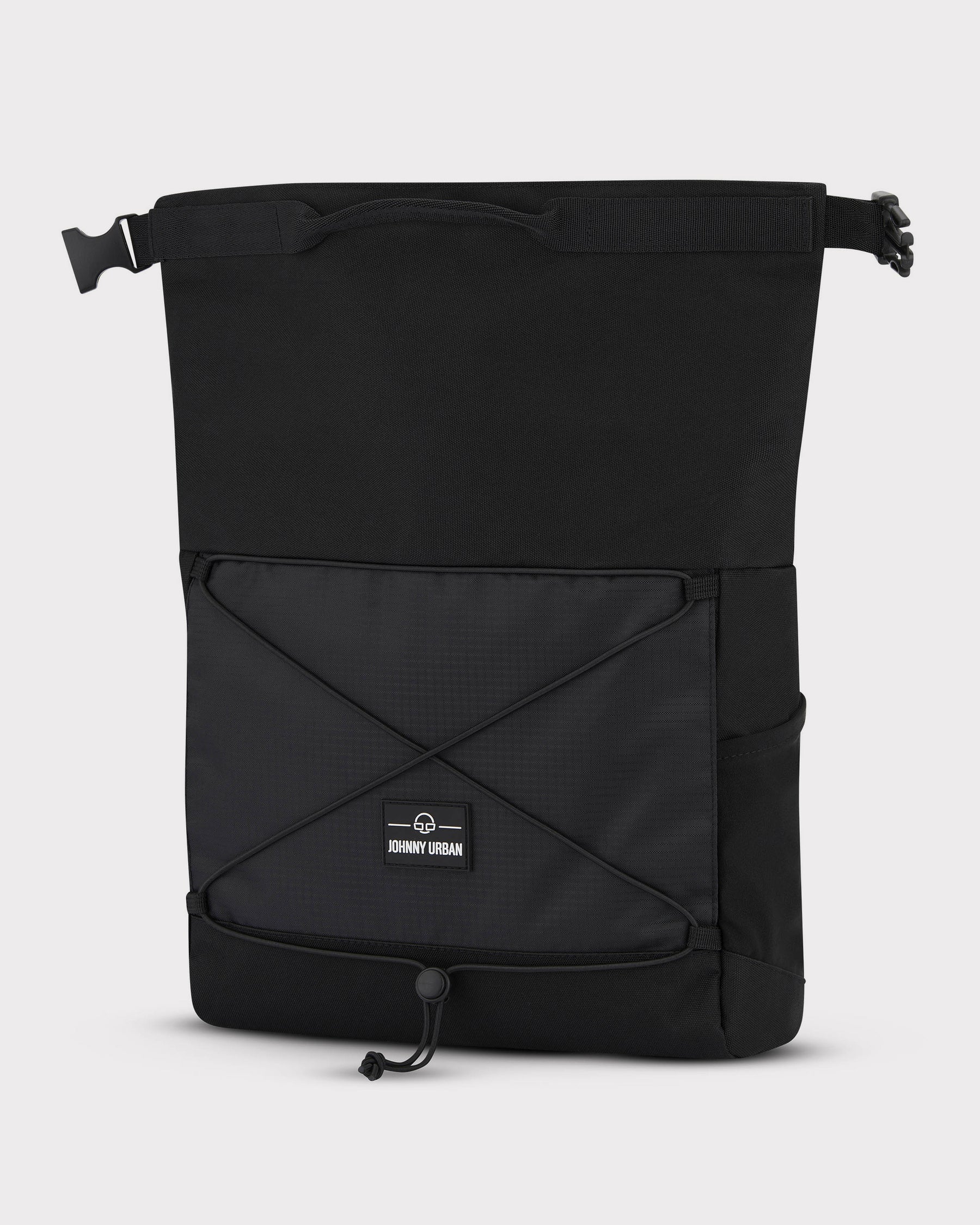 Schwarze Umhängetasche 'Dylan' von Johnny Urban mit Rolltop-Verschluss und elastischem Frontband