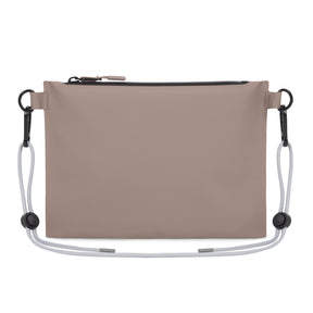 Beige wasserfeste Dry Bag 'Alfie' mit schwarzem Reißverschluss und verstellbarem grauem Kordelzug