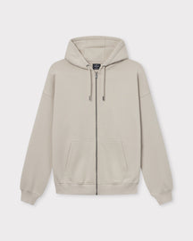 Beige oversized Zip-Hoodie 'Caleb' mit Kapuze, Fronttasche und Reißverschluss