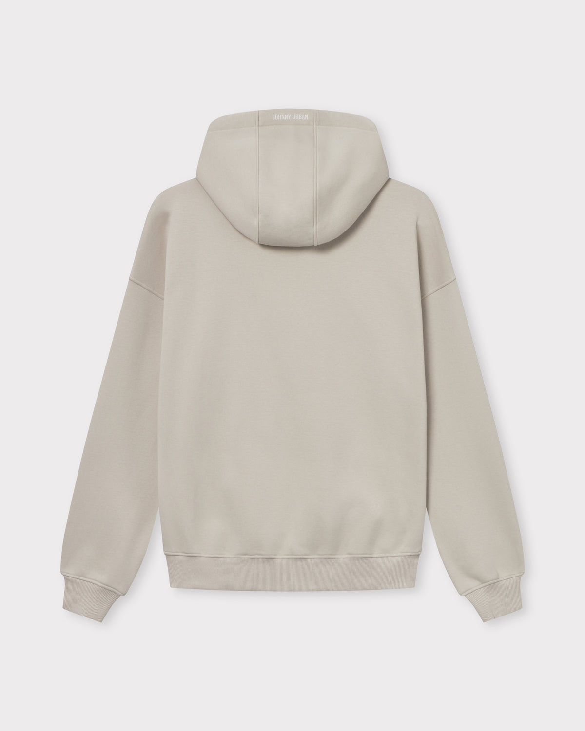 Beige oversized Zip-Hoodie 'Caleb' von Johnny Urban, Rückansicht mit Kapuze und elastischen Bündchen