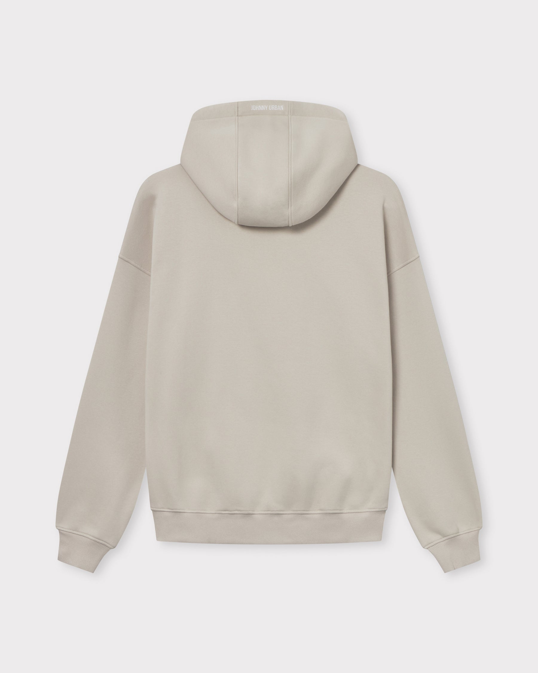 Beige oversized Zip-Hoodie 'Caleb' von Johnny Urban, Rückansicht mit Kapuze und elastischen Bündchen