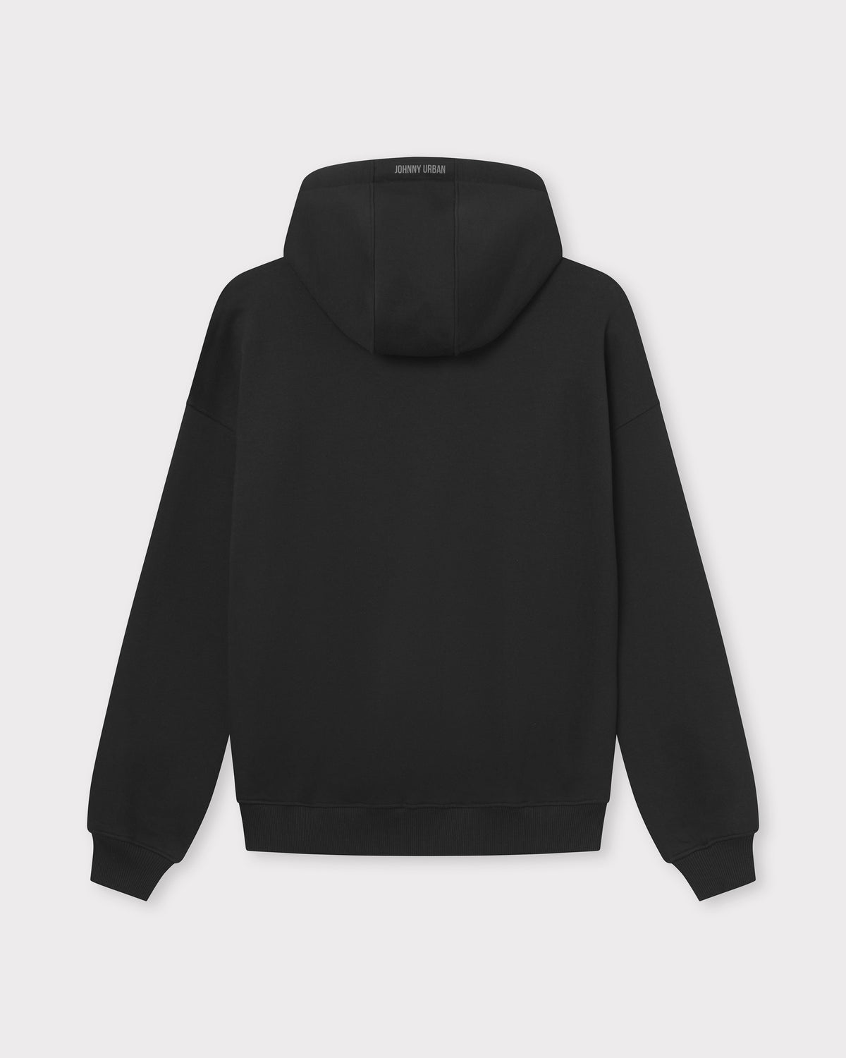 Schwarzer, oversized Zip-Hoodie 'Caleb' von Johnny Urban, Rückansicht mit Kapuze