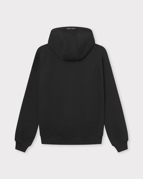 Schwarzer, oversized Zip-Hoodie 'Caleb' von Johnny Urban, Rückansicht mit Kapuze