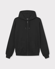 Oversize- Zip-Hoodie 'Caleb' in Schwarz mit Kapuze, Reißverschluss und Kängurutasche