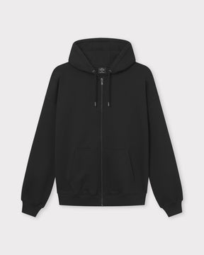 Oversize- Zip-Hoodie 'Caleb' in Schwarz mit Kapuze, Reißverschluss und Kängurutasche