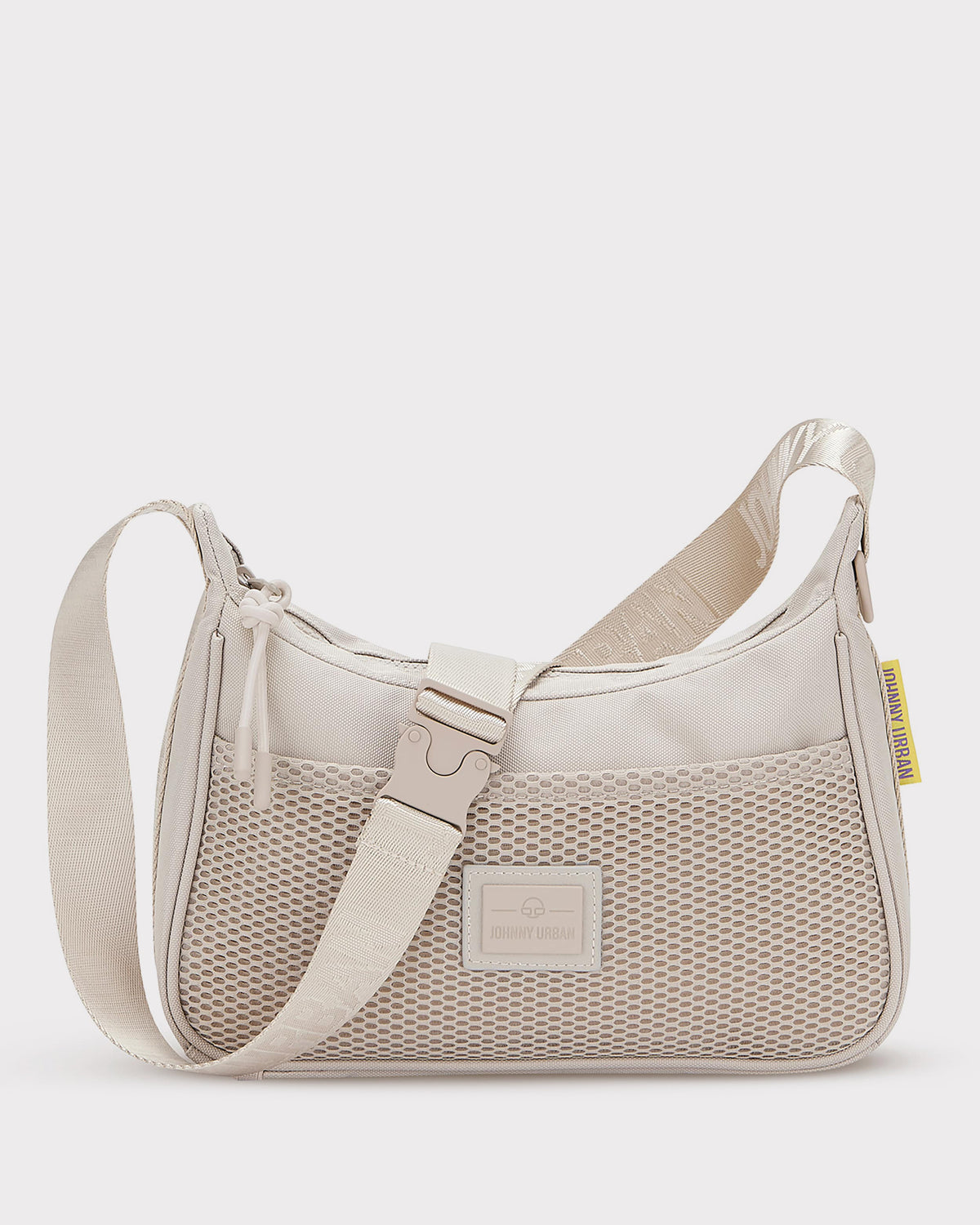Beige Handtasche 'Maddy' von Johnny Urban mit Netzvordertasche und verstellbarem Schulterriemen