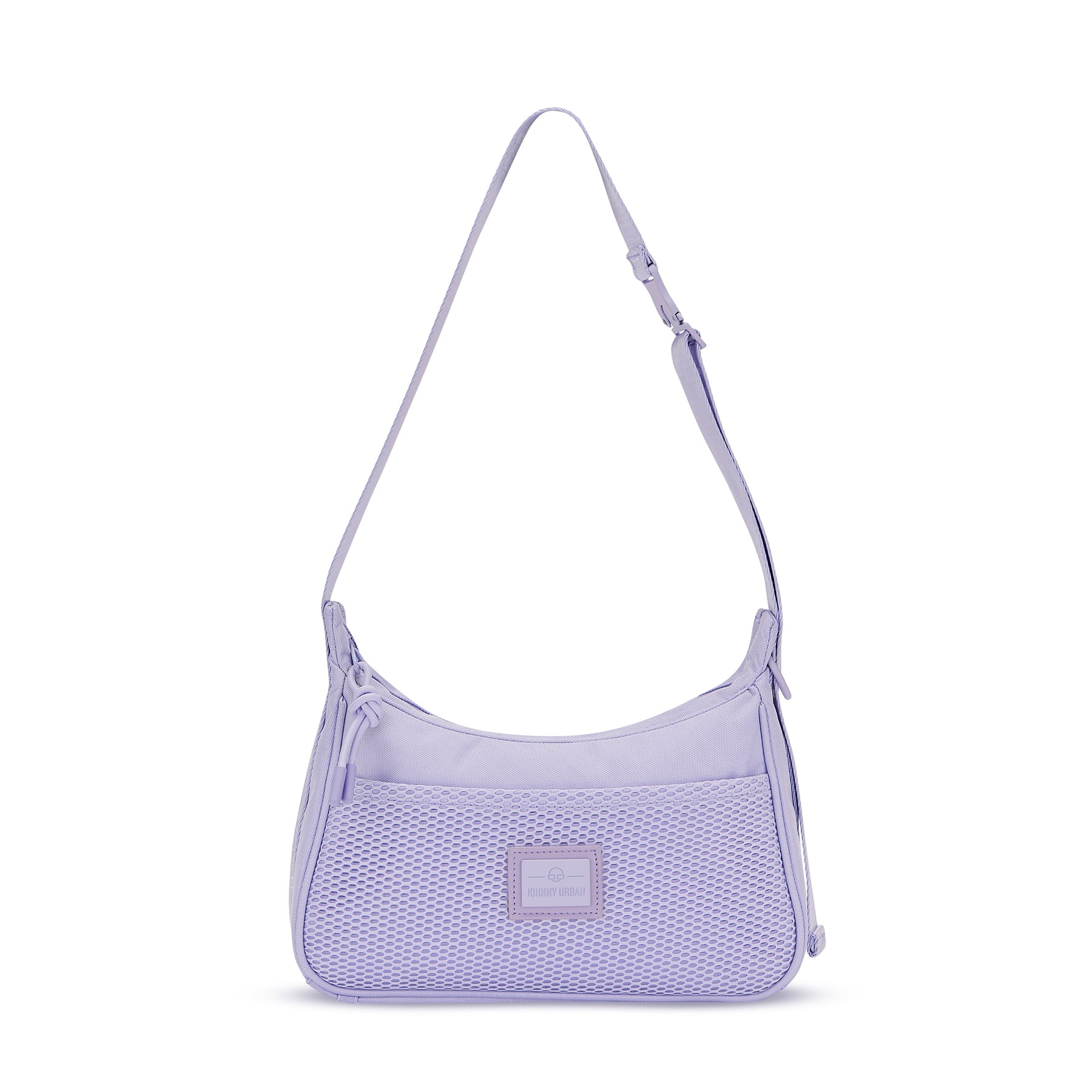 Lila Handtasche 'Maddy' mit verstellbarem Schulterriemen und Netzvordertasche von Johnny Urban