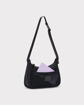 Schwarze Baguette-Handtasche 'Maddy' mit Netzfach und verstellbarem Schulterriemen von Johnny Urban