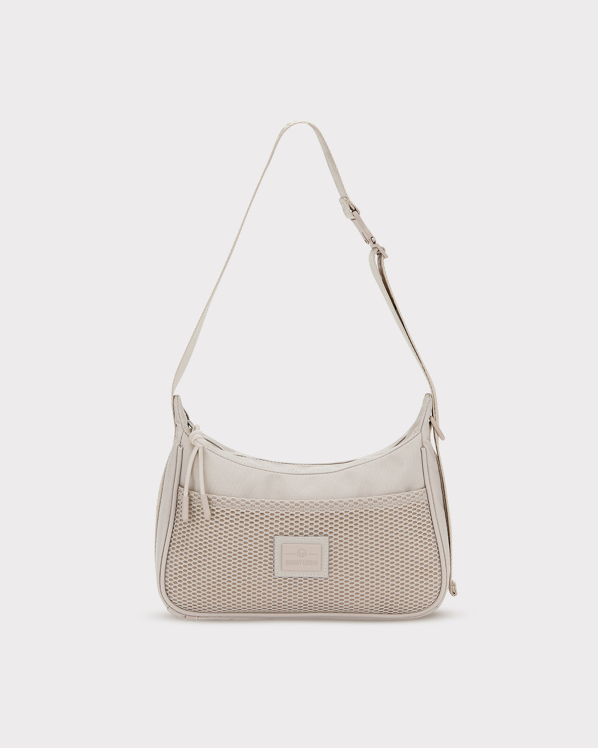 Johnny Urban Handtasche 'Maddy' in Beige mit Netzvordertasche und verstellbarem Schultergurt