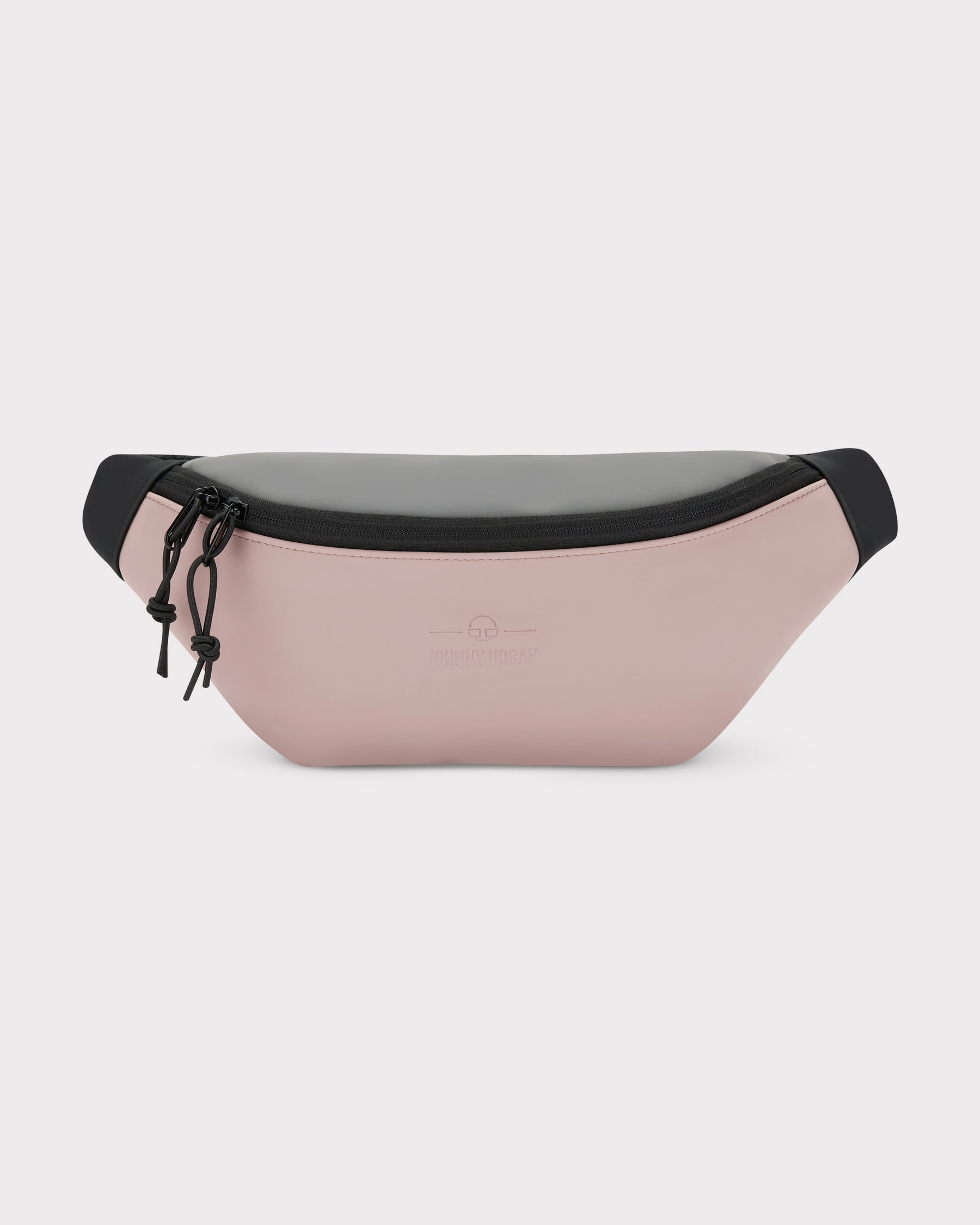 Bauchtasche 'Riley' von Johnny Urban in rosa und grau mit schwarzem Reißverschluss und Zugbändern