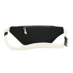 Bauchtasche Riley in Beige und Grau mit Netzstreifen und weißem verstellbarem Schultergurt