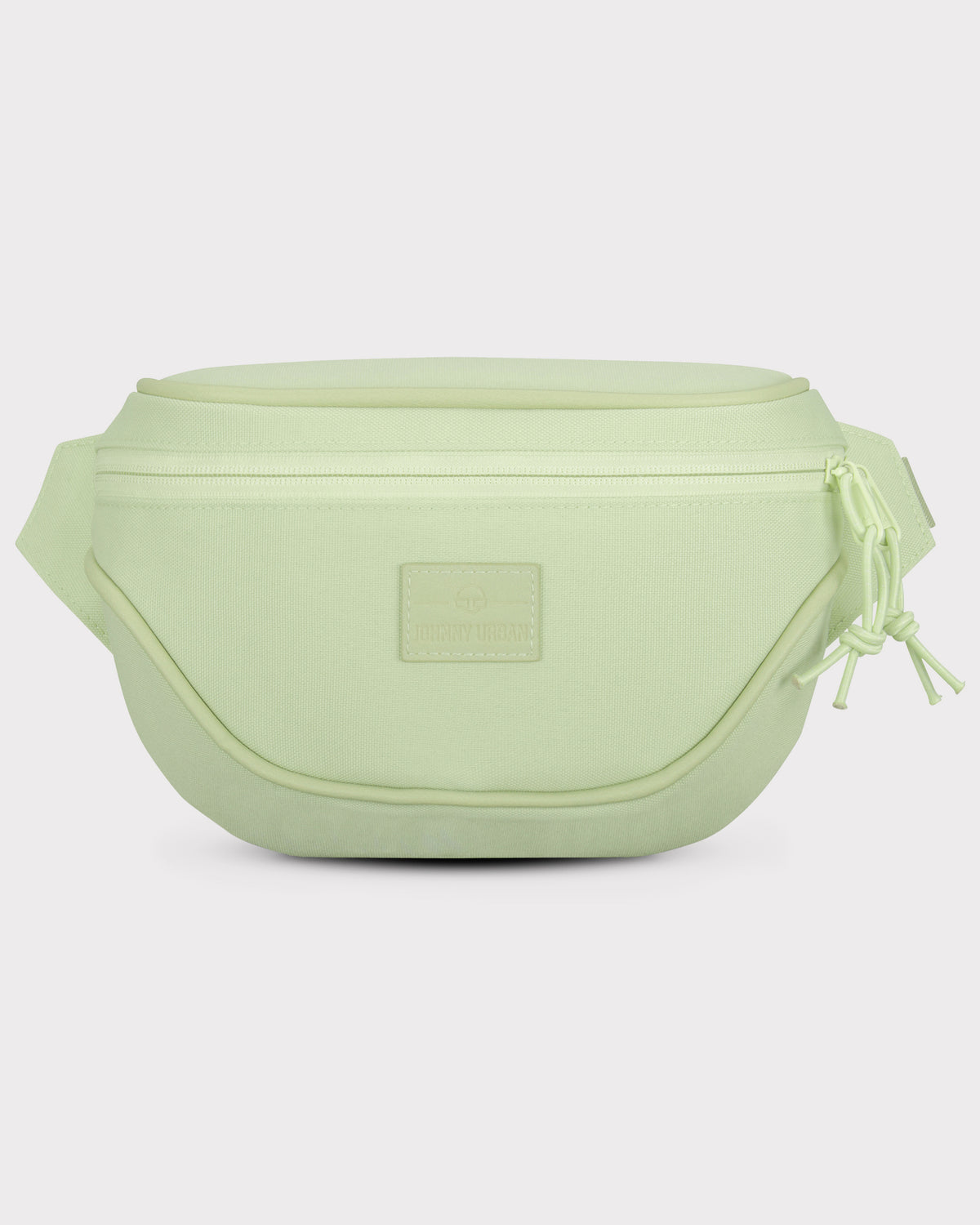 Limegrüne Bauchtasche 'Ben' von Johnny Urban mit Reißverschluss und markantem Label auf der Vorderseite
