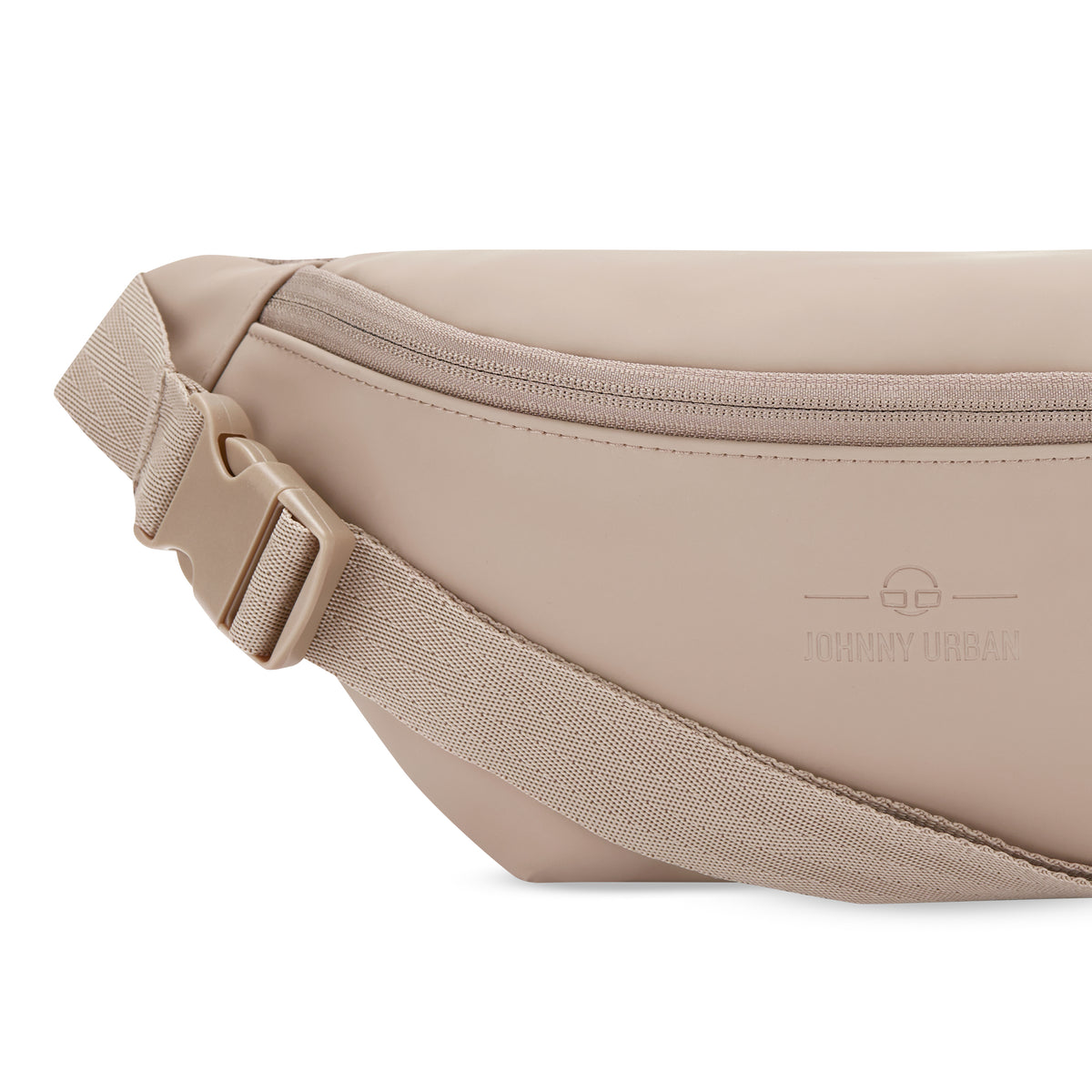 Beige vegane Bauchtasche 'Riley' mit Reißverschluss und verstellbarem Gurt von Johnny Urban