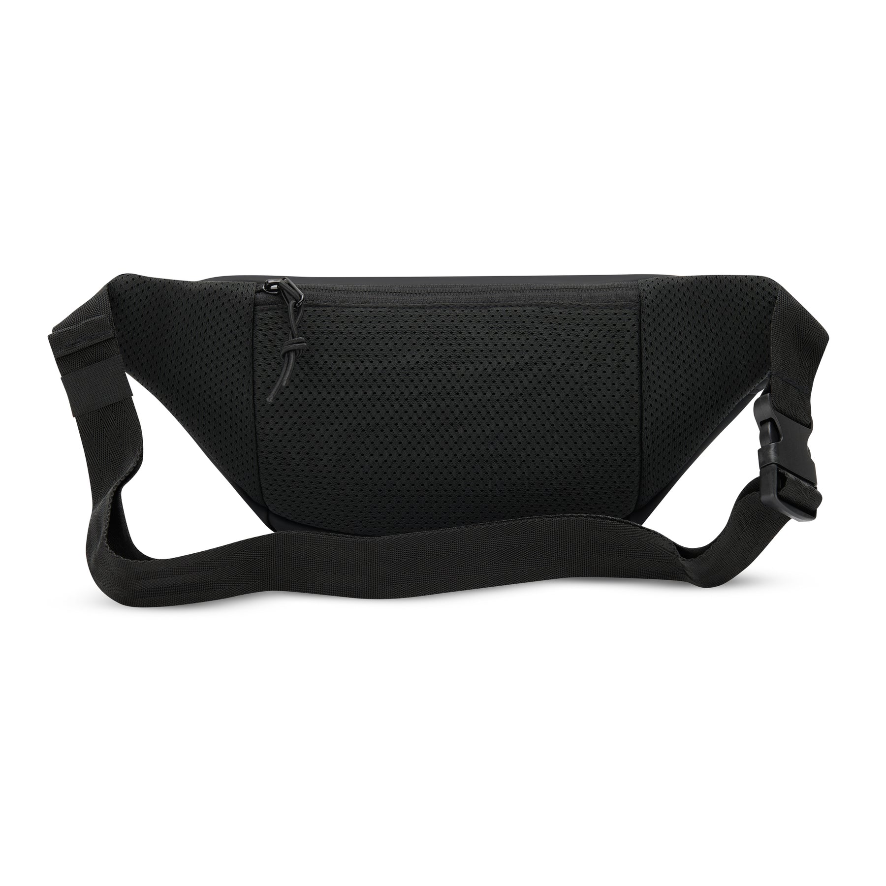 Schwarze Bauchtasche 'Riley' mit Netzstruktur und verstellbarem Gurt