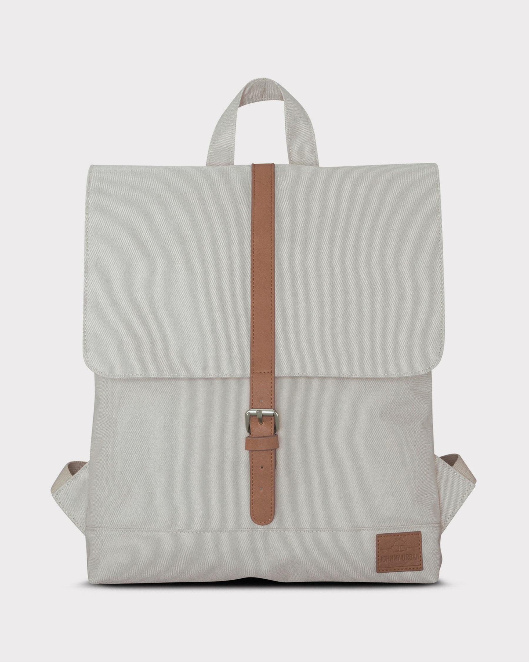 Beiger Damen-Rucksack 'Mia' mit kleinem Lederlabel und Mittelschlaufe mit Schnalle