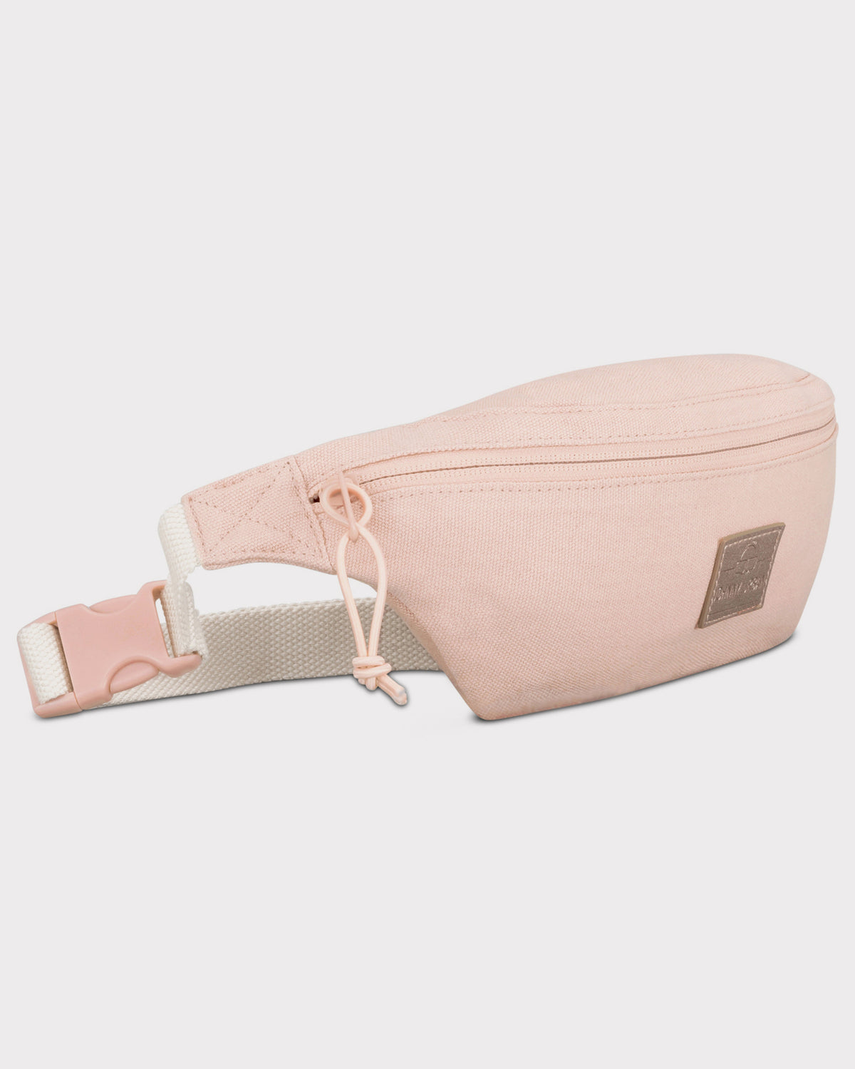 Bauchtasche 'Toni' aus rosafarbenem Canvas mit Reißverschluss und verstellbarem weißen Gurt