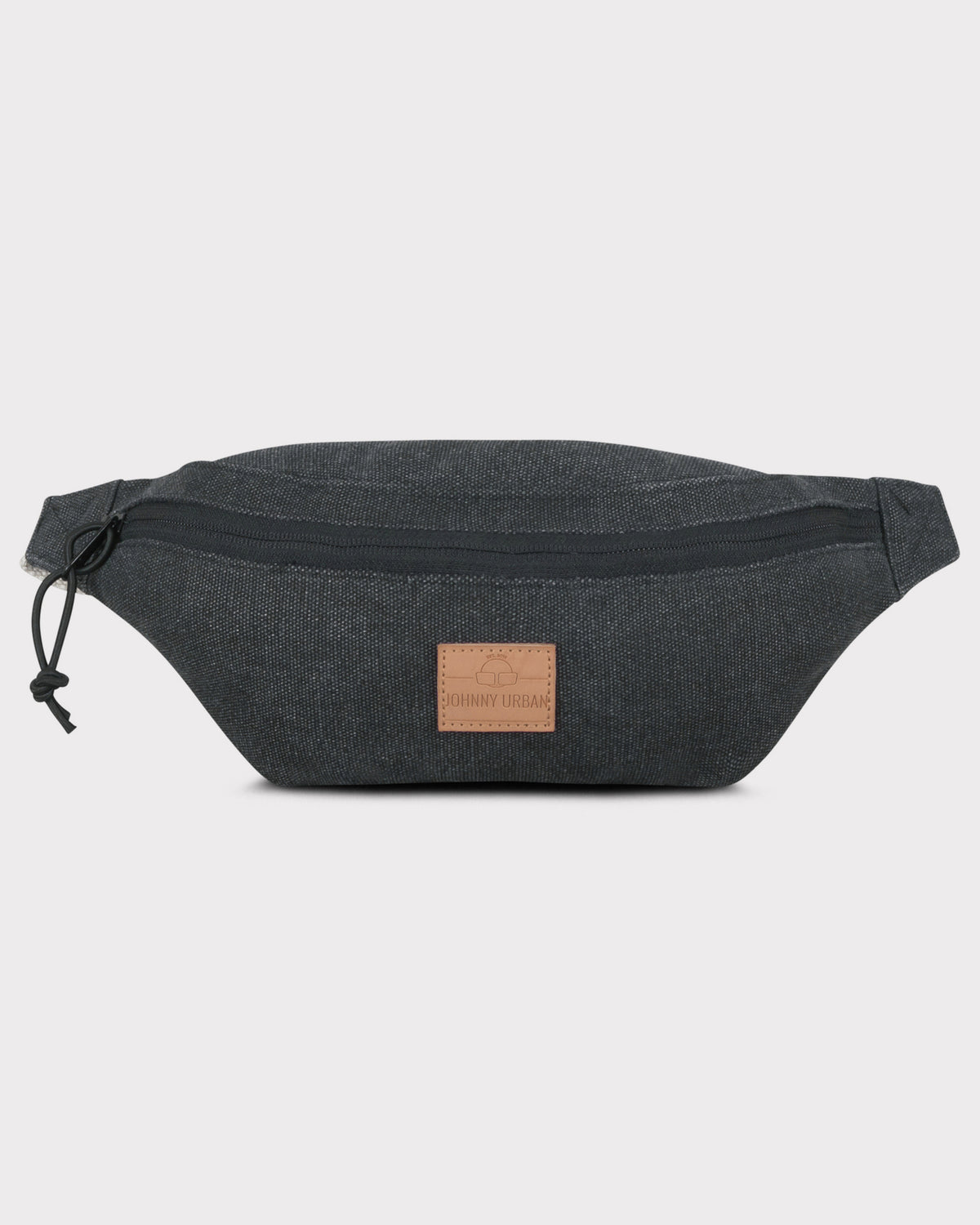 Anthrazitfarbene Bauchtasche 'Toni' aus Canvas mit Reißverschluss und braunem Johnny Urban Logo