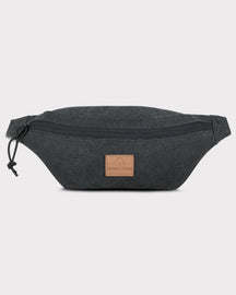 Anthrazitfarbene Bauchtasche 'Toni' aus Canvas mit Reißverschluss und braunem Johnny Urban Logo