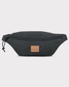Anthrazitfarbene Bauchtasche 'Toni' aus Canvas mit Reißverschluss und braunem Johnny Urban Logo