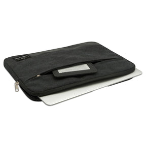Johnny Urban Laptophülle aus anthrazitfarbenem Canvas für 12-15 Zoll Laptops mit Reißverschlussfach für ein E-Book