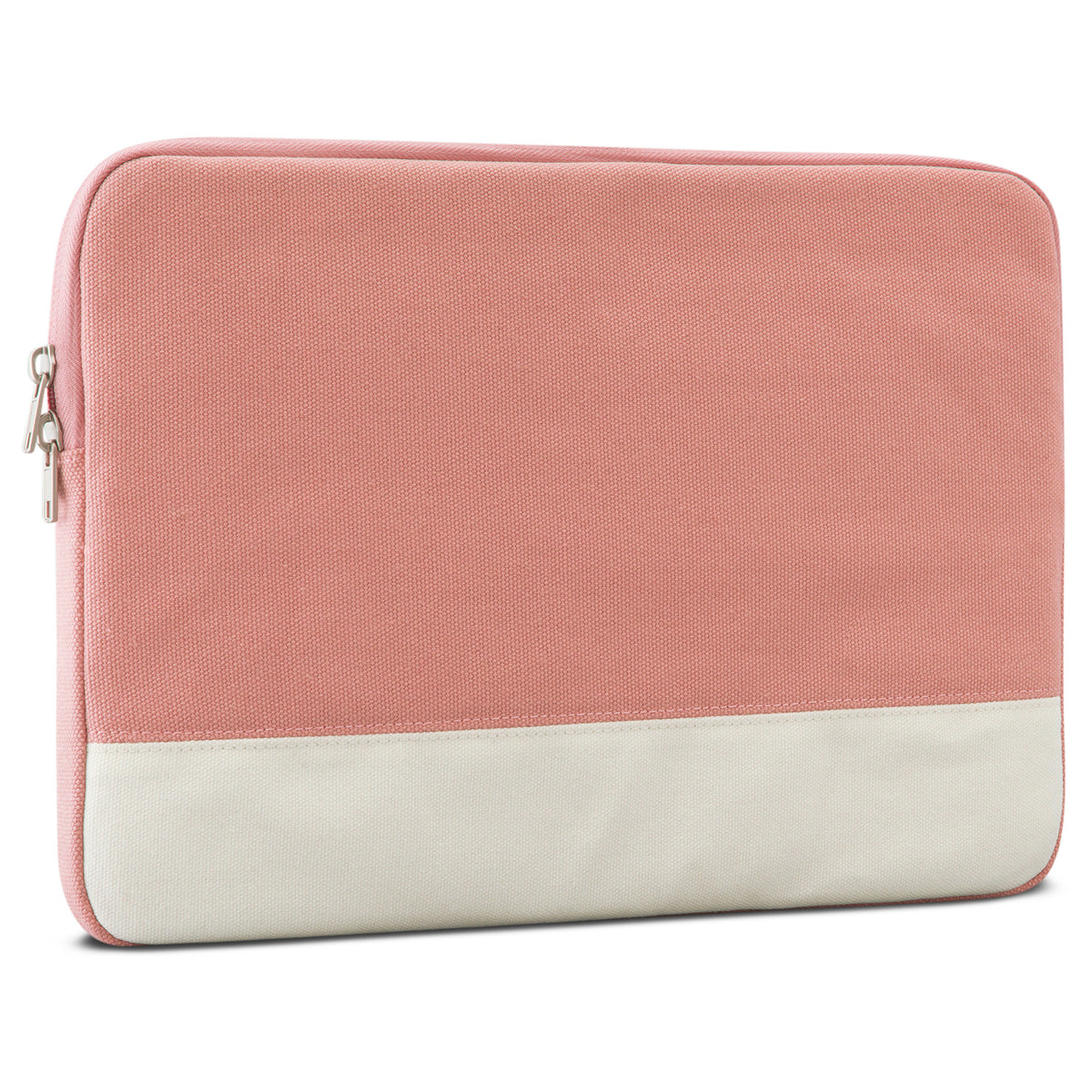 Laptop Hülle aus Canvas in Rosa mit weißem unteren Streifen für 12-15 Zoll Laptops