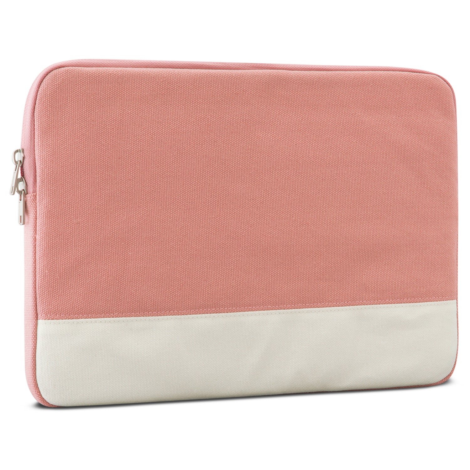 Laptop Hülle aus Canvas in Rosa mit weißem unteren Streifen für 12-15 Zoll Laptops
