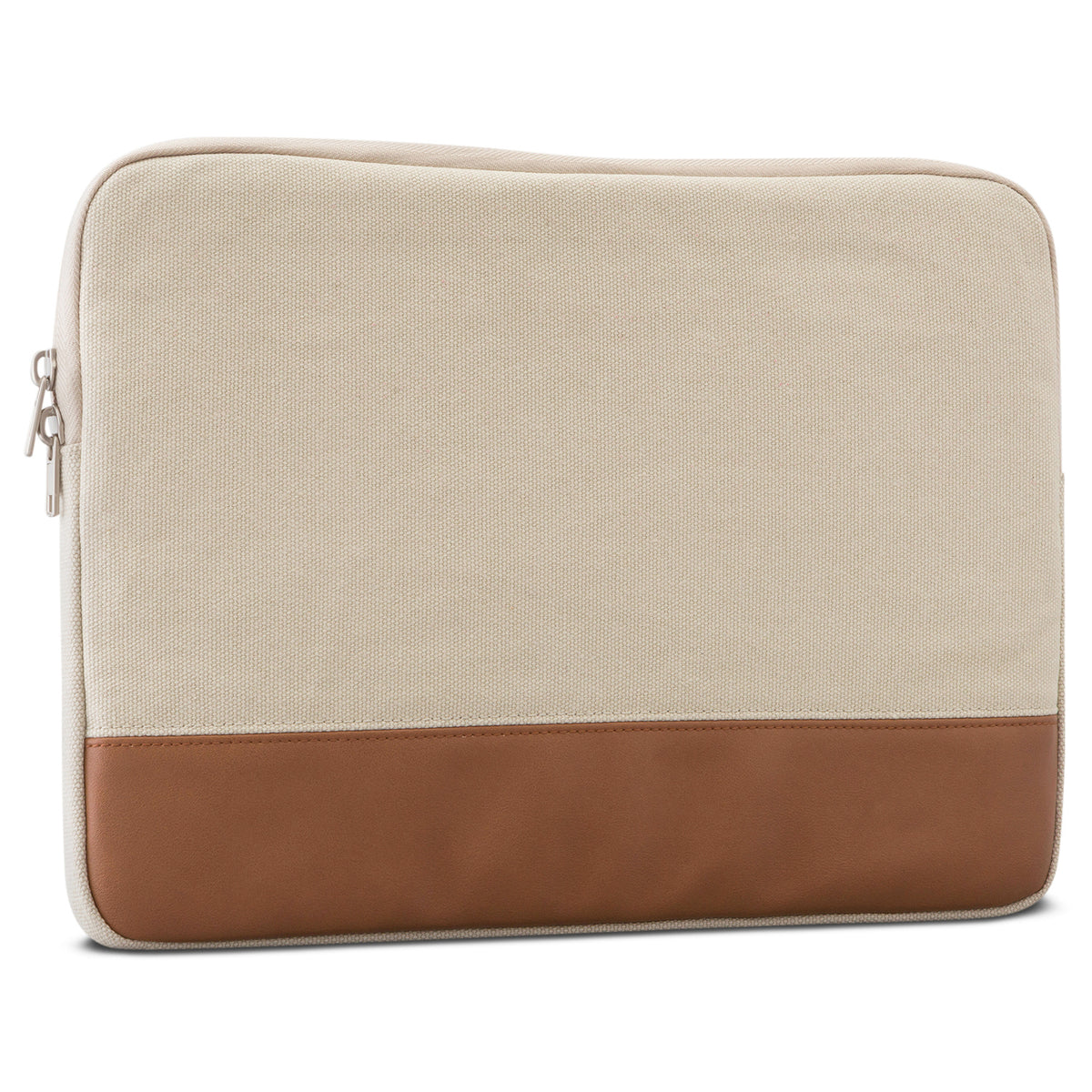 Sand-braune Canvas Laptophülle mit braunem Kunstleder an der Unterseite für 12-15 Zoll Laptops