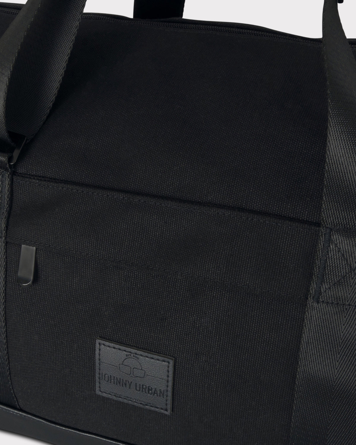 Schwarzer Canvas-Leder Weekender 'Paul' mit doppelten Tragegriffen und Johnny Urban Logo