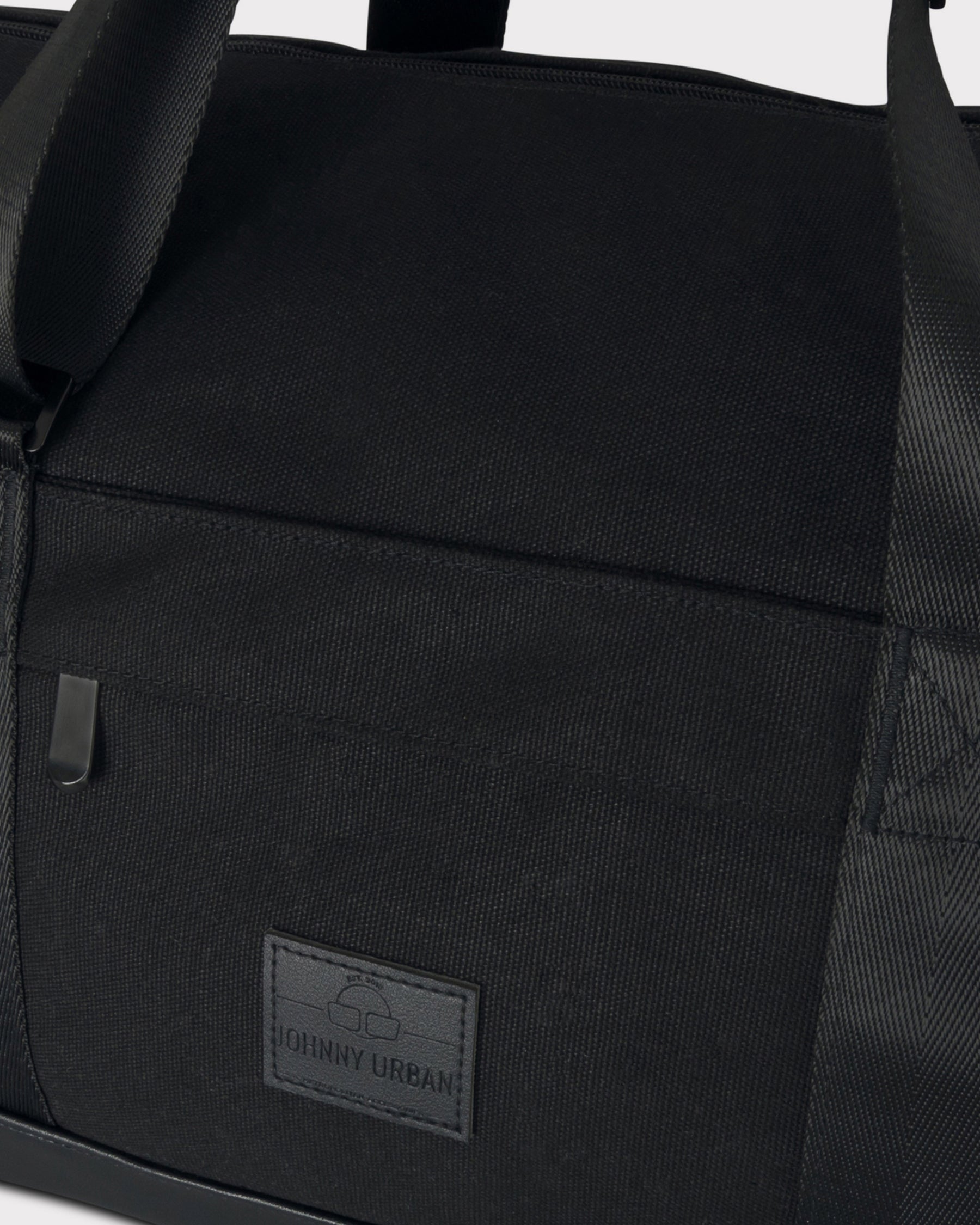 Schwarzer Canvas-Leder Weekender 'Paul' mit doppelten Tragegriffen und Johnny Urban Logo