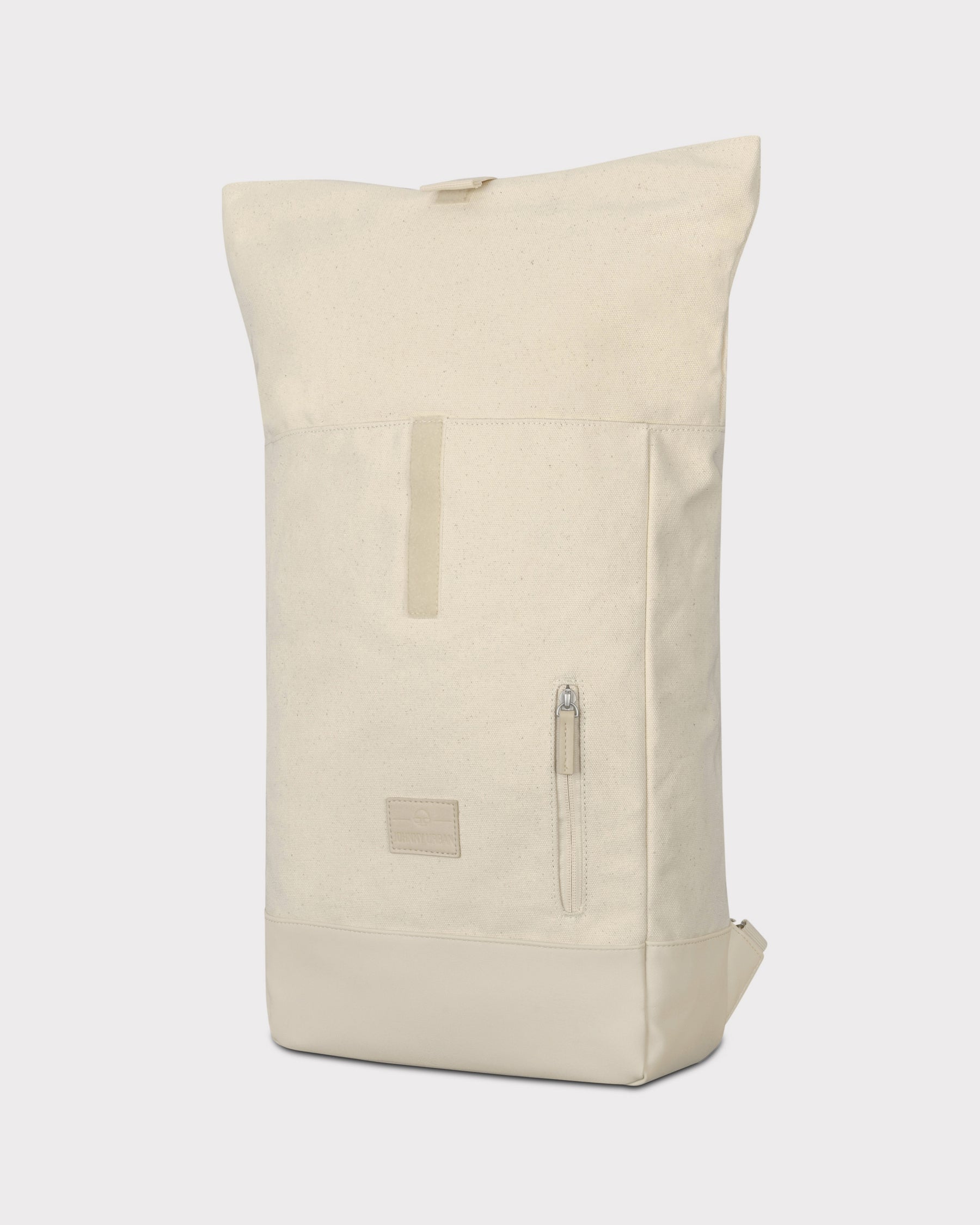 Johnny Urban Rolltop Rucksack 'Adam Medium' in offwhite aus Canvas und Lederboden