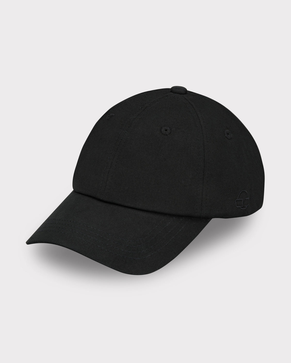 Schwarze Canvas-Cap 'Jen' mit gewölbtem Schirm und gesticktem Logo an der Seite