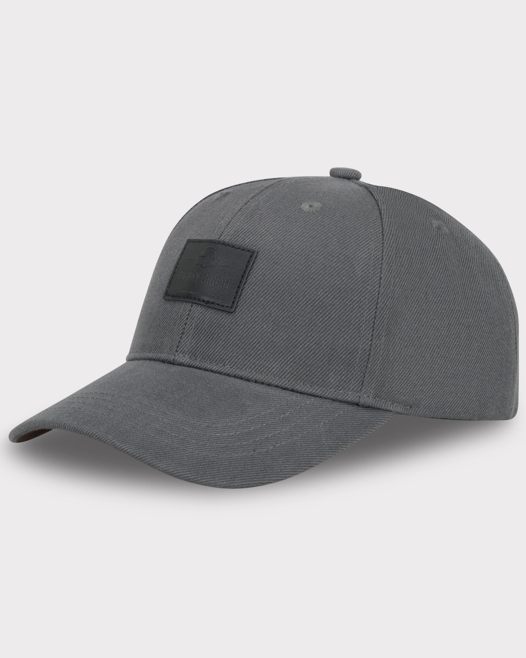 Dunkelgraue Herren-Cap 'Dean' mit gebogenem Schirm und rechteckigem Logo-Patch vorne