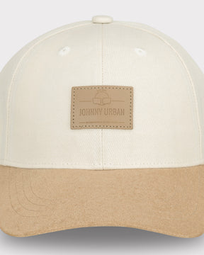 Beige Johnny Urban Curved Cap "Dean" mit Lederpflaster vorne