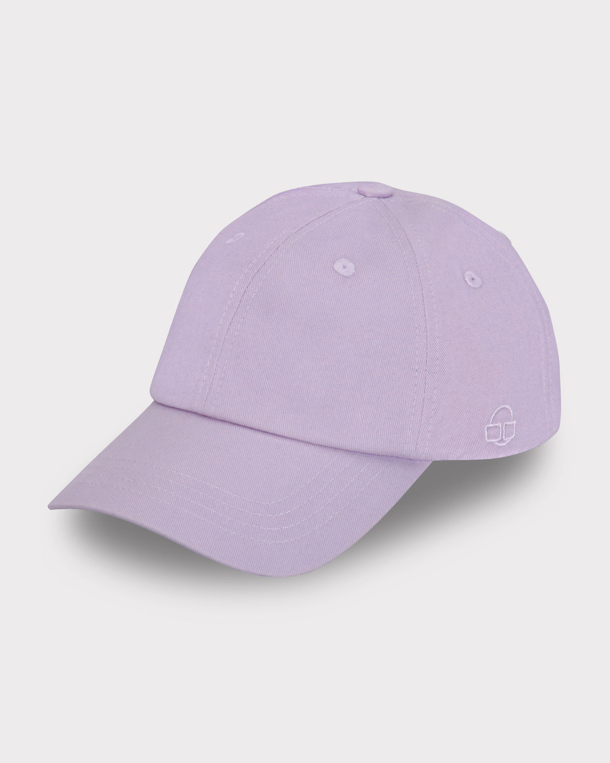 Lila Cap 'Jen' mit gebogenem Schirm und gesticktem Logo auf der Seite