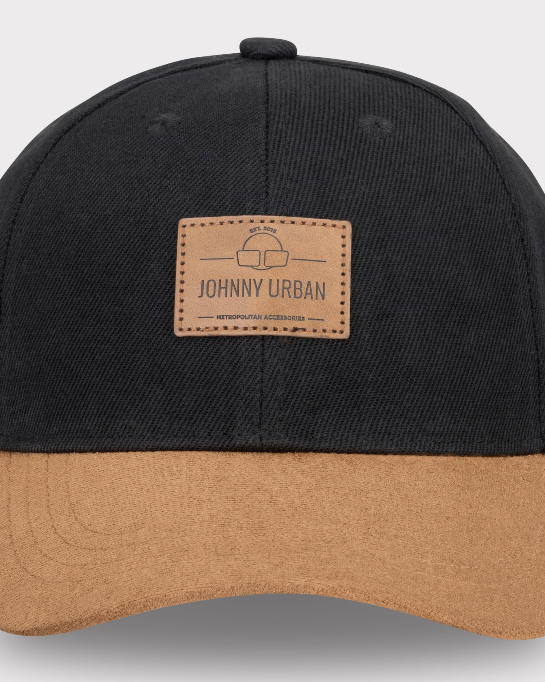 Schwarze Johnny Urban Cap "Dean" mit braunem, geschwungenem Schirm aus Wildlederimitat