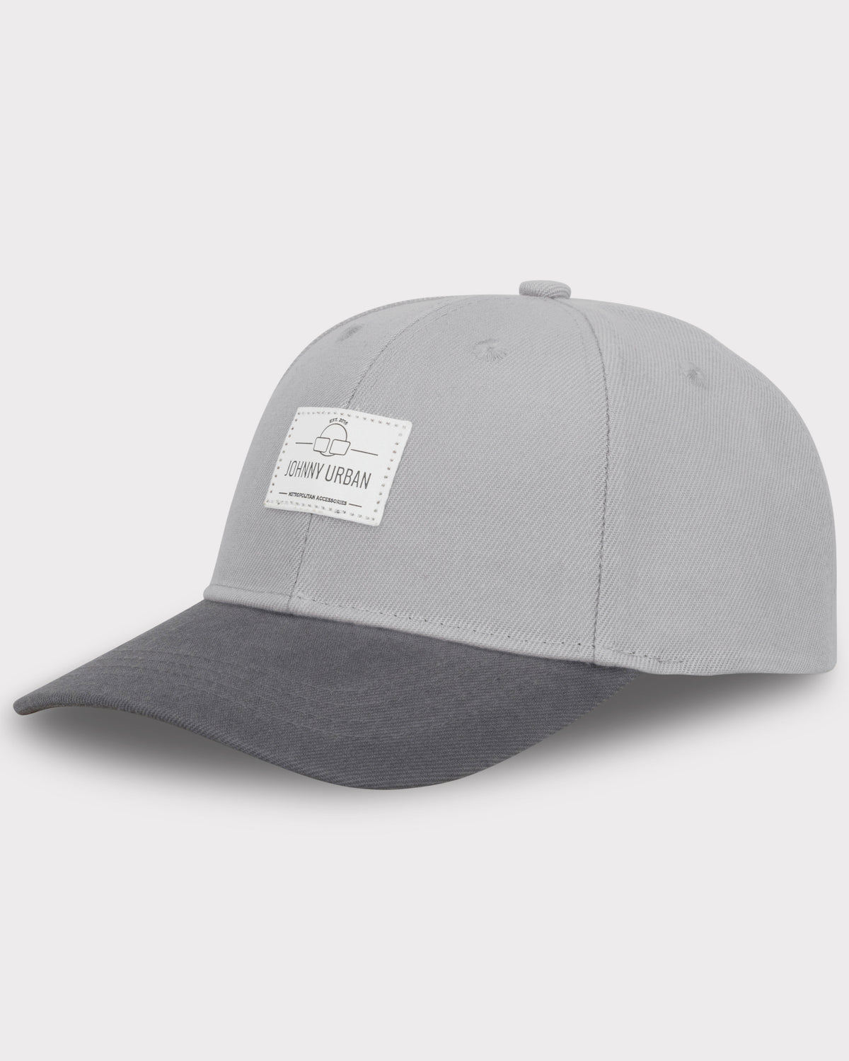 Graue Cap 'Dean' mit gebogenem Schirm und weißem Johnny Urban Logo-Patch