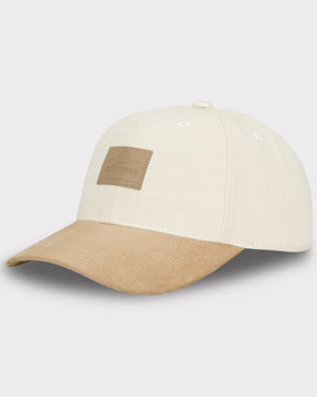 Beige Johnny Urban Cap 'Dean' mit gebogenem Schirm und Leder-Patch vorne