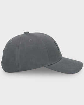 Dunkelgraue gewölbte Cap 'Dean' aus Textil mit angenähtem Patch vorne