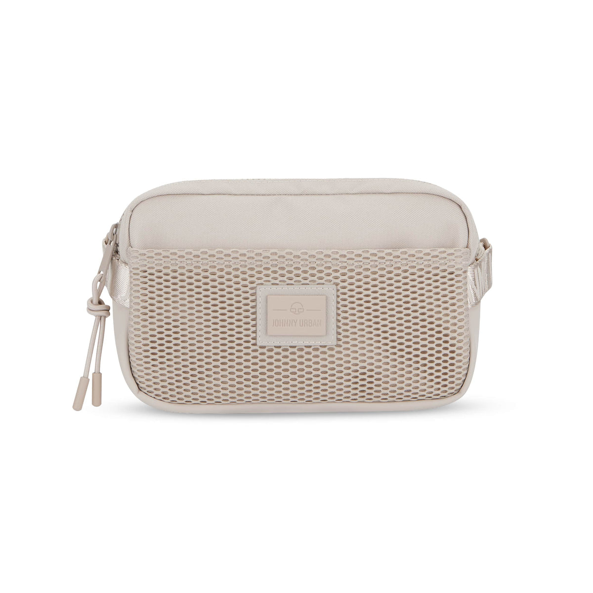 Beige Umhängetasche 'Elliot' mit mesh-Frontfach und Johnny Urban Logo