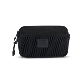 Schwarze Umhängetasche ‚Elliot‘ mit Mesh-Tasche und Johnny Urban Logo