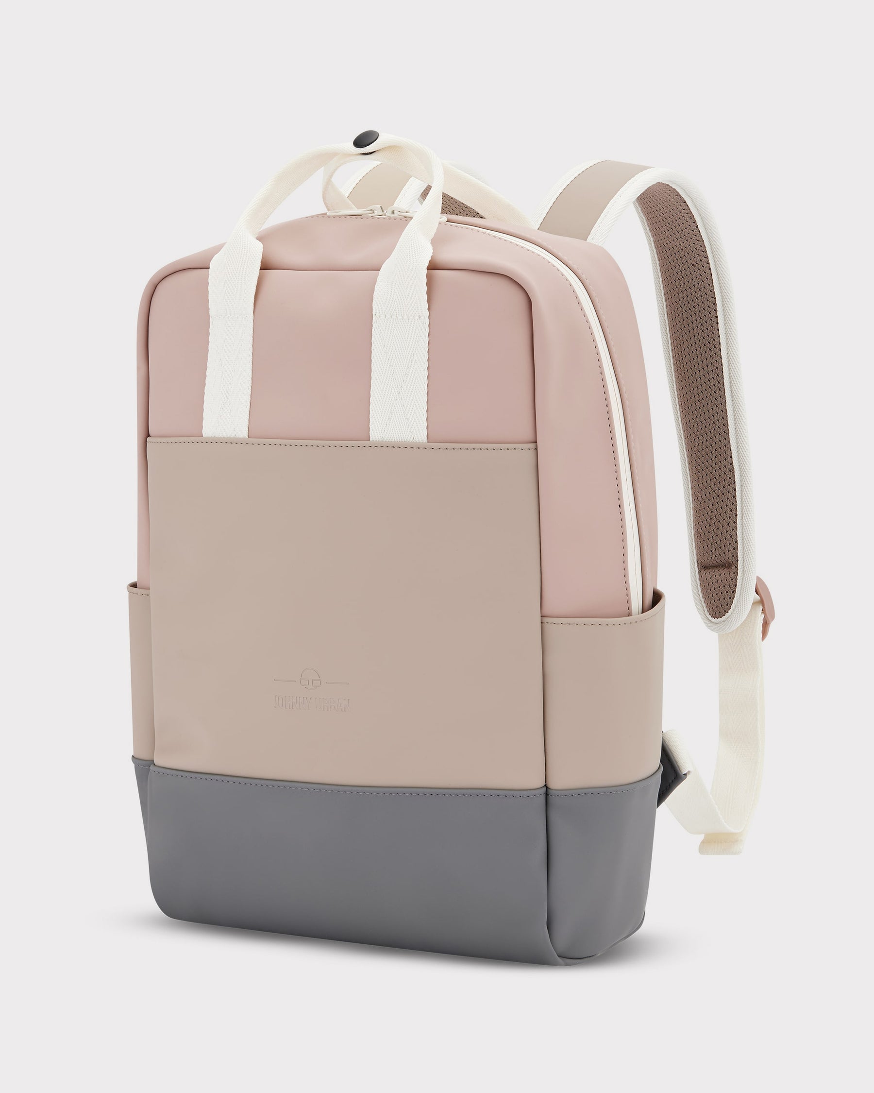 Damen-Rucksack 'Hailey' in Beige, Rosa und Grau mit weißen Tragegriffen