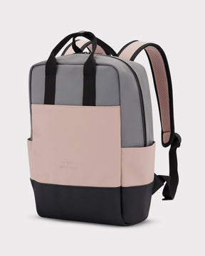 Damen-Rucksack 'Hailey' in Rosa, Grau und Schwarz mit geradlinigem Design und zwei Tragegriffen