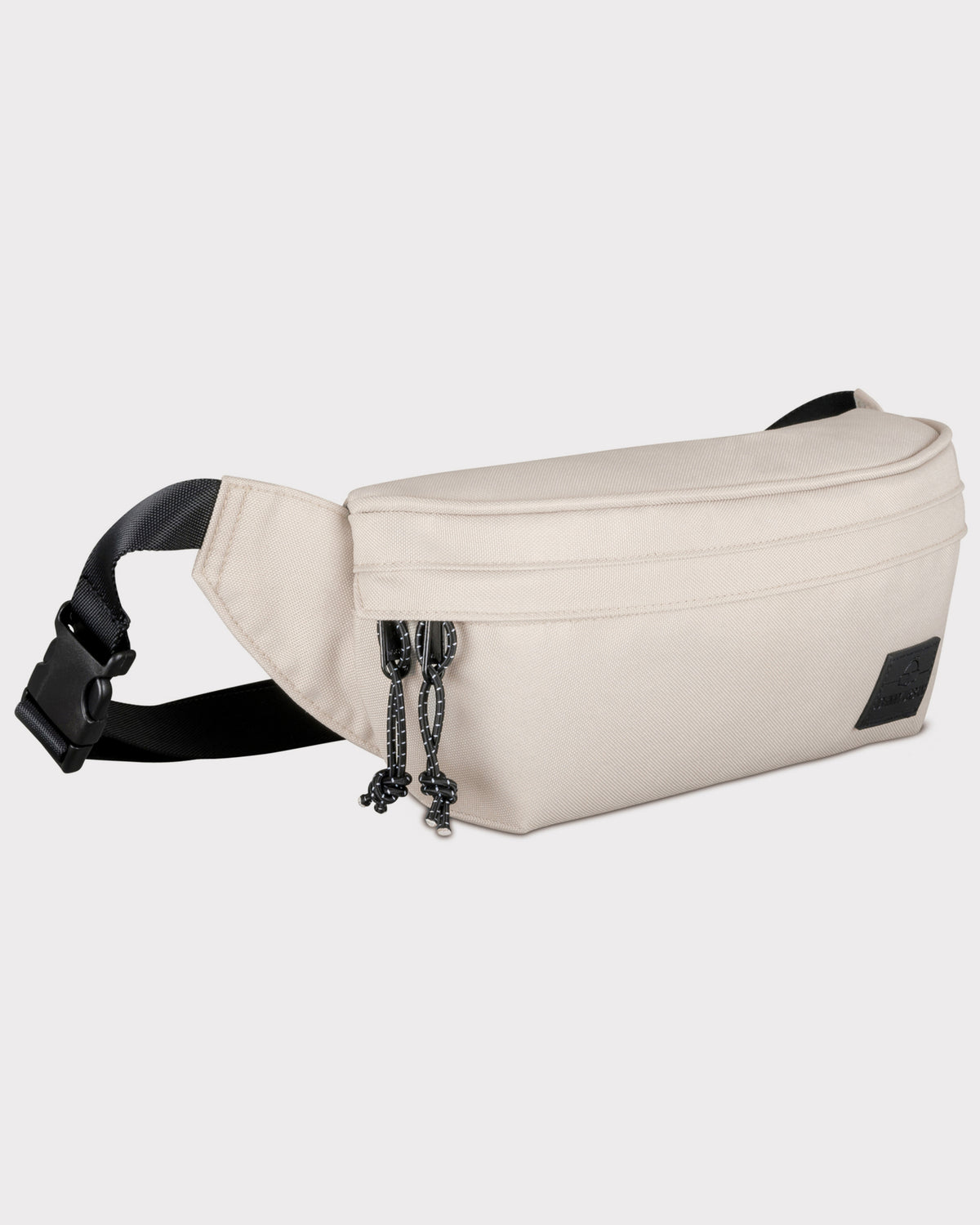 Beige Bauchtasche 'Tom' für Herren mit schwarzem verstellbarem Gurt und zwei Reißverschlüssen