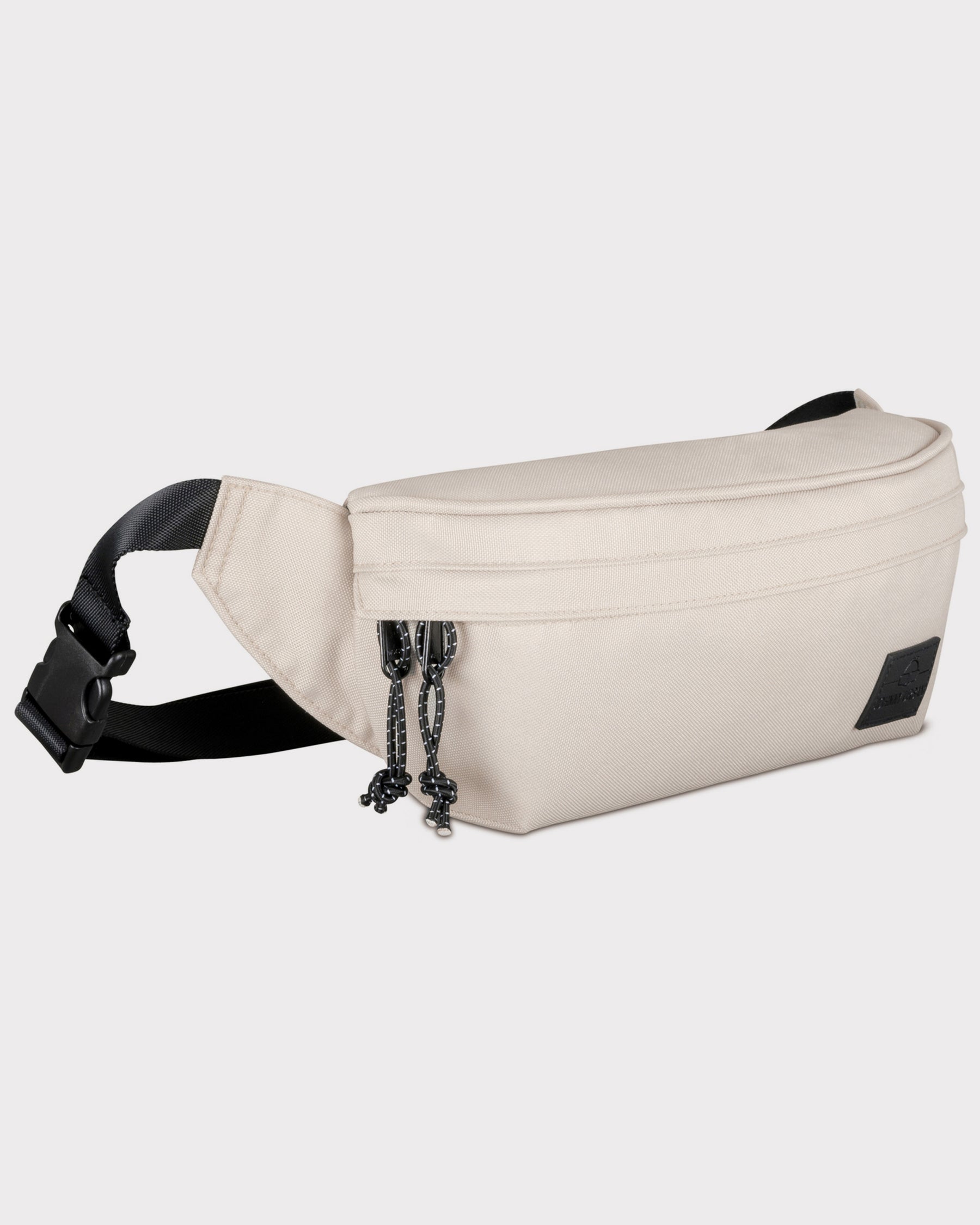 Beige Bauchtasche 'Tom' für Herren mit schwarzem verstellbarem Gurt und zwei Reißverschlüssen