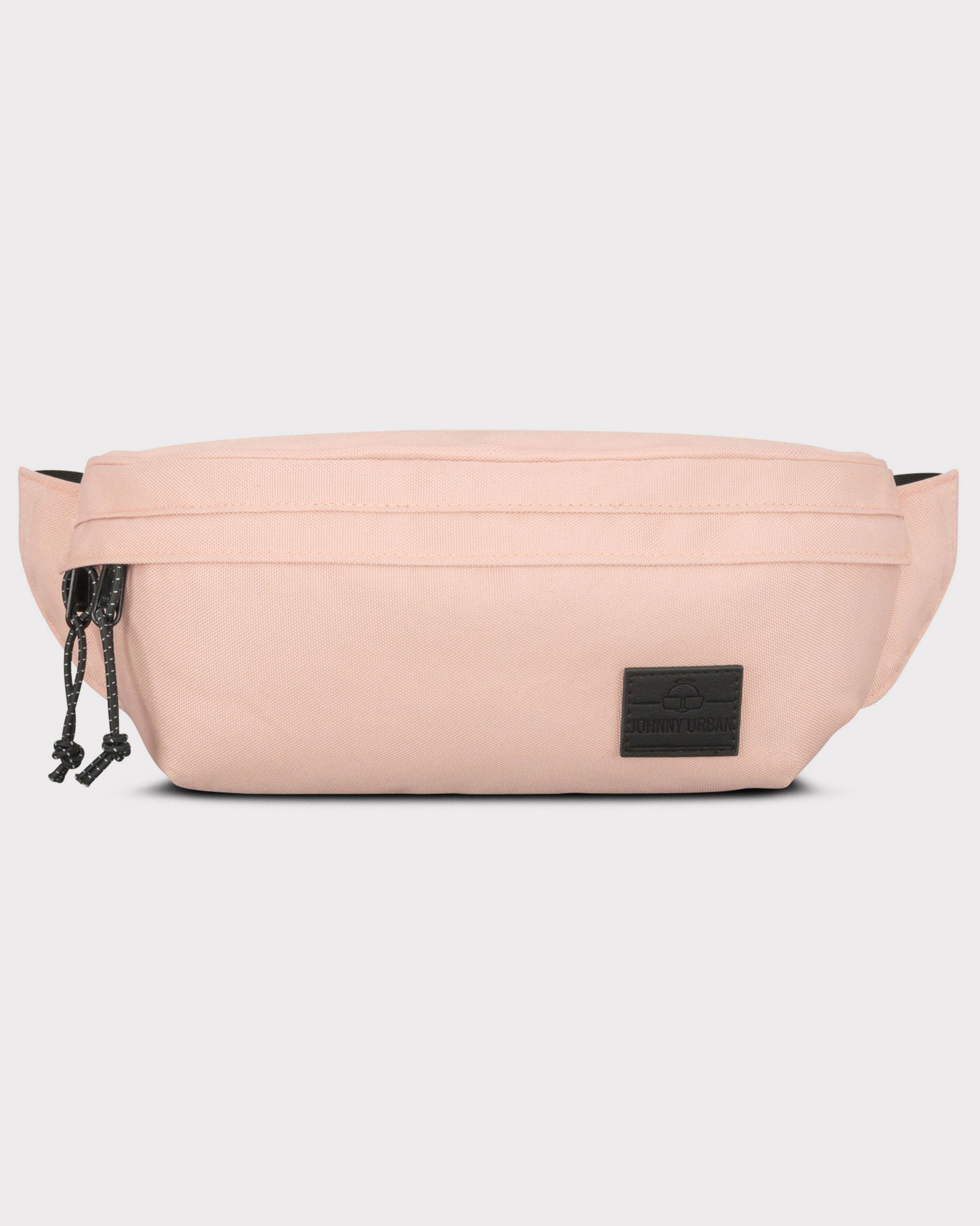 Rosa Bauchtasche 'Tom' von Johnny Urban mit schwarzem Logo und zwei Reißverschlüssen